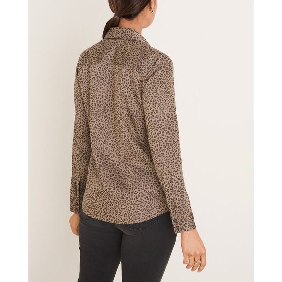 CHICOS | Womens No-Iron All-Seasons Animal Print Shirt Size Medium Button Front - Picture 11 of 11